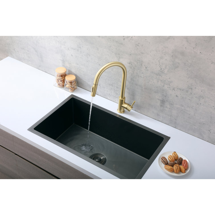Brushed Gold Stainless Steel Touch Sensor Pull Down Kitchen Faucet