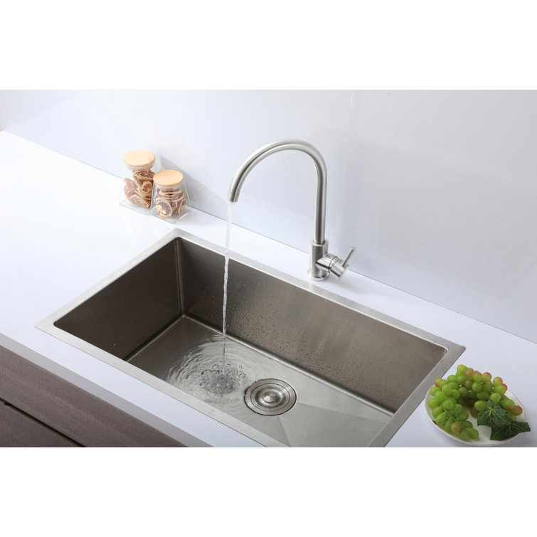 Brushed Nickel Gooseneck Single Handle Kitchen Faucet