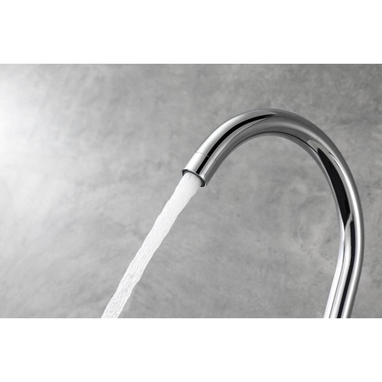 Chrome Gooseneck Single Handle Kitchen Faucet