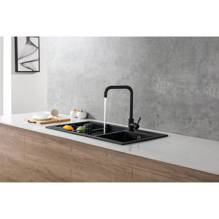 Matte Black Stainless Steel Gooseneck Kitchen Faucet with Pull-out Spray