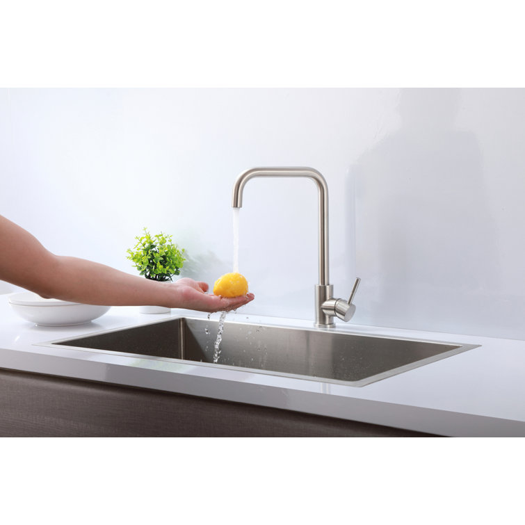 Brushed Nickel Gooseneck Single Handle Kitchen Faucet