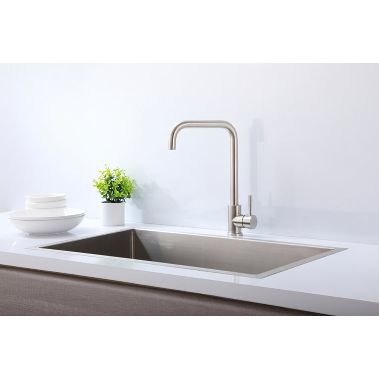 Brushed Nickel Gooseneck Single Handle Kitchen Faucet
