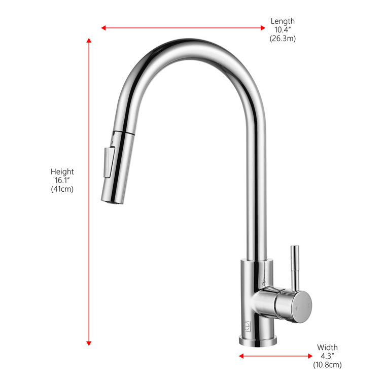 Chrome Gooseneck Touch Kitchen Faucet with Pull-out Spray