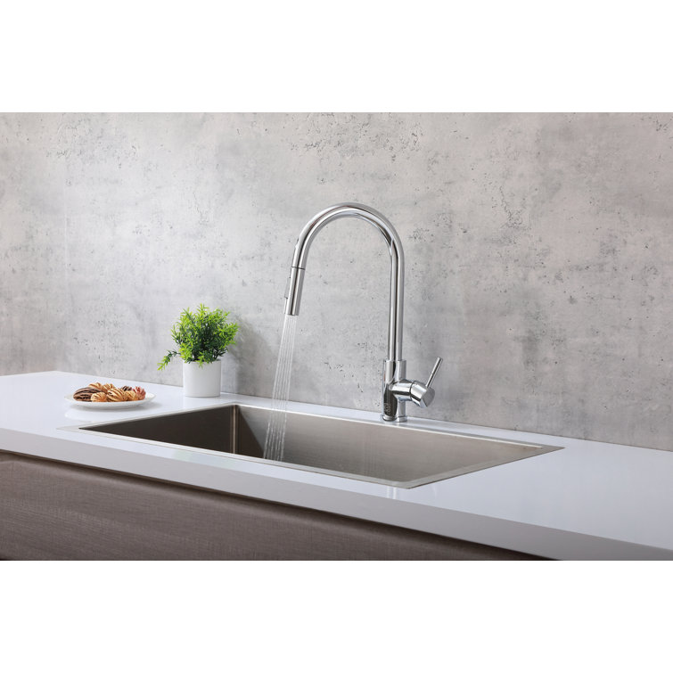 Chrome Gooseneck Touch Kitchen Faucet with Pull-out Spray
