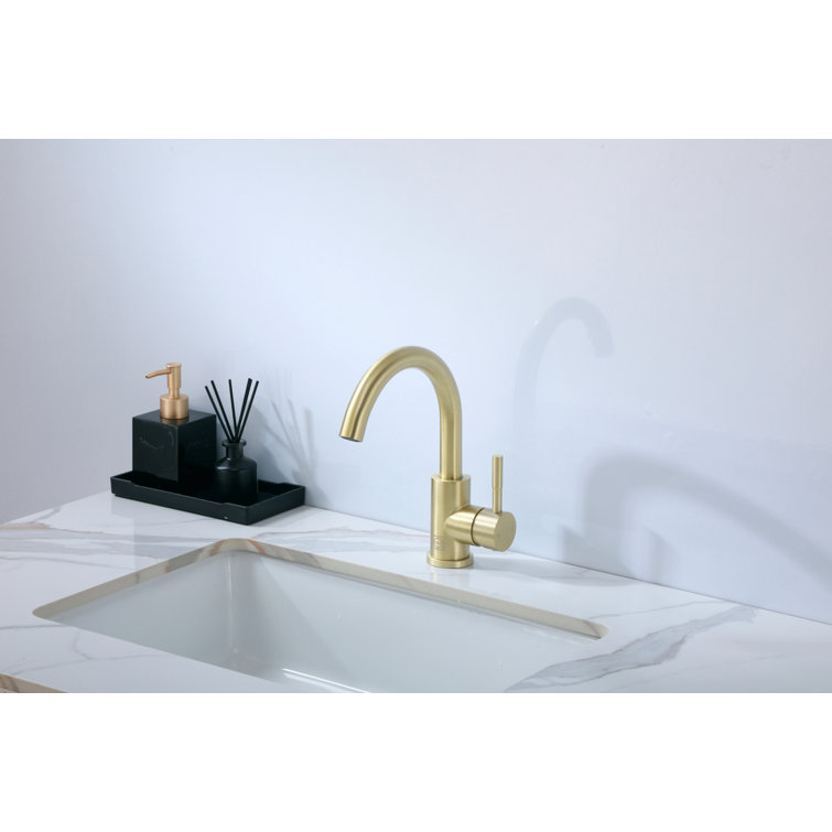 Brushed Gold Stainless Steel Single-Handle Bathroom Faucet