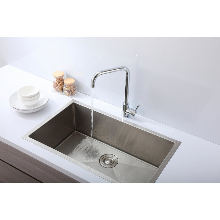 Chrome Single Handle Gooseneck Kitchen Faucet with Pull-out Spray