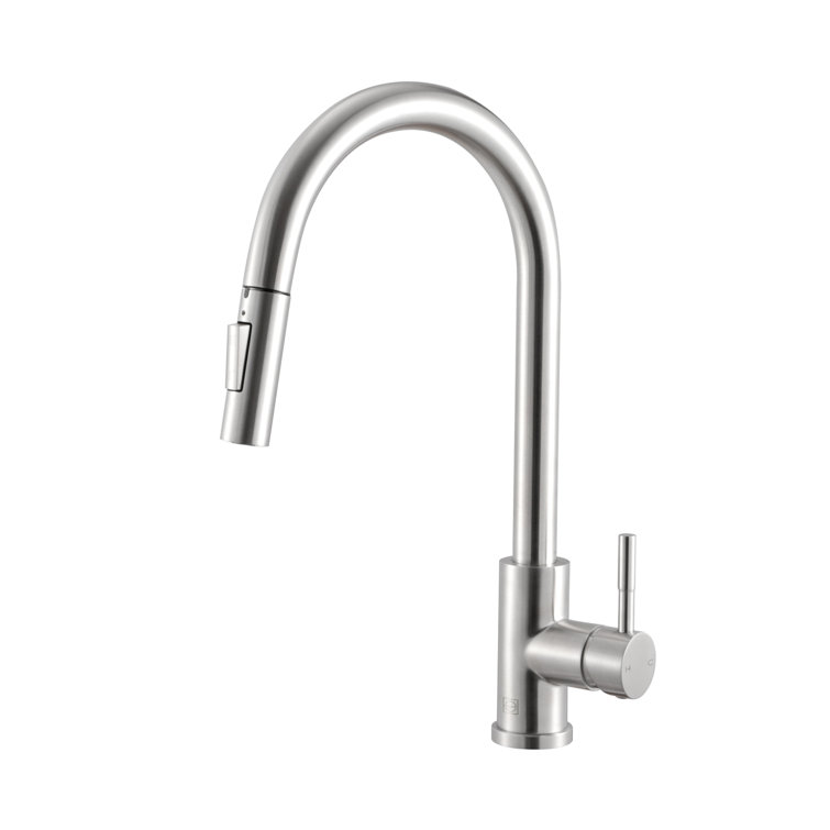 Brushed Nickel Touch Sensor Gooseneck Kitchen Faucet with Pull-out Spray