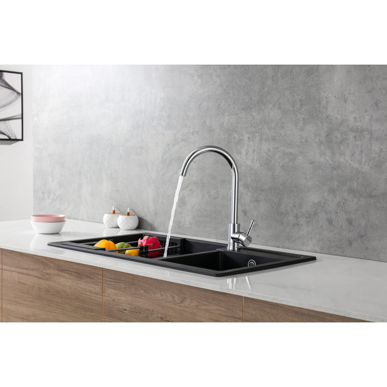 Chrome Gooseneck Single Handle Kitchen Faucet
