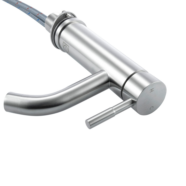 Brushed Nickel Single Hole Bathroom Sink Faucet