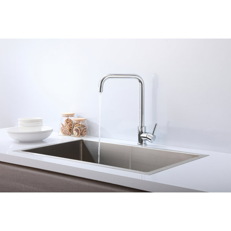 Chrome Single Handle Gooseneck Kitchen Faucet with Pull-out Spray
