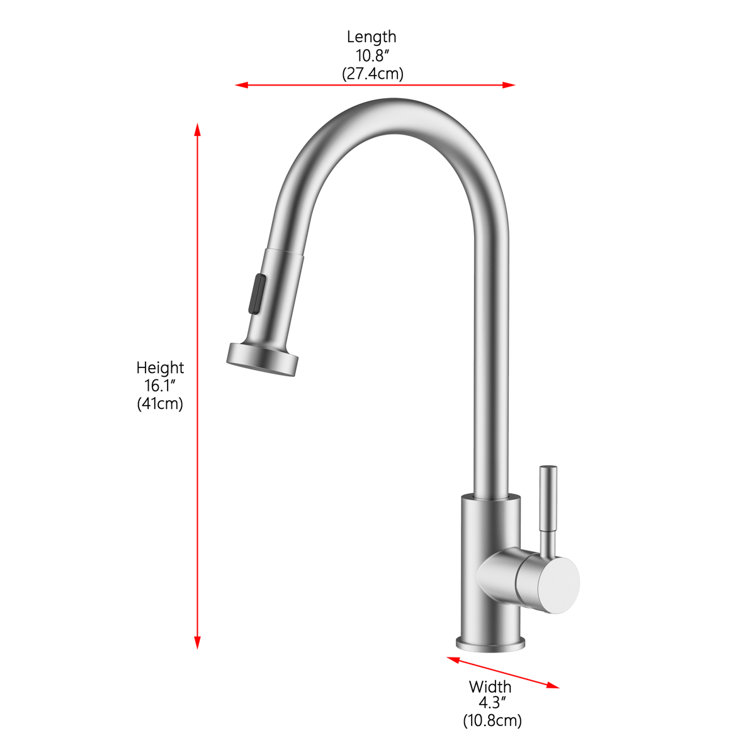 Brushed Nickel Gooseneck Kitchen Faucet with Pull-out Spray