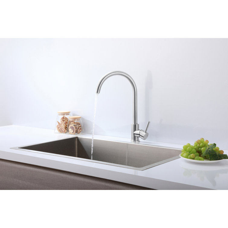 Brushed Nickel Gooseneck Single Handle Kitchen Faucet