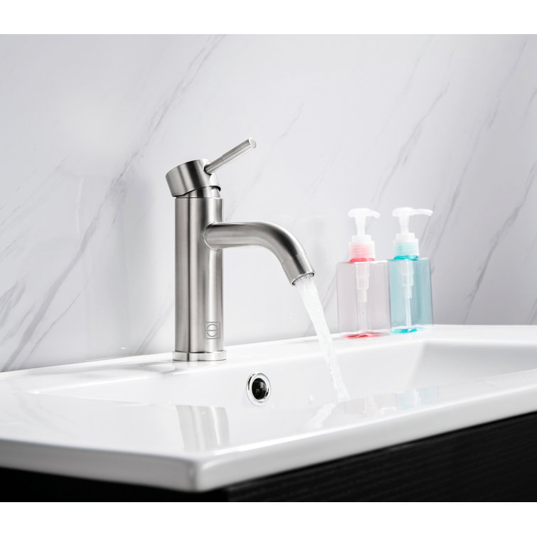 Brushed Nickel Single Hole Bathroom Sink Faucet