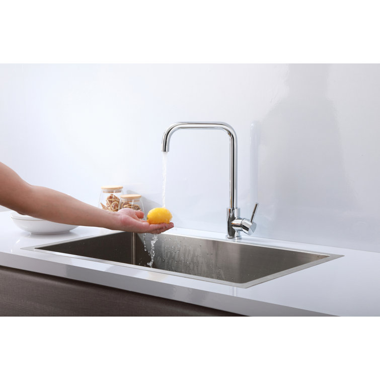 Chrome Single Handle Gooseneck Kitchen Faucet with Pull-out Spray