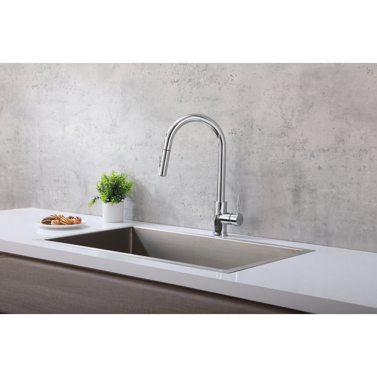 Chrome Gooseneck Touch Kitchen Faucet with Pull-out Spray