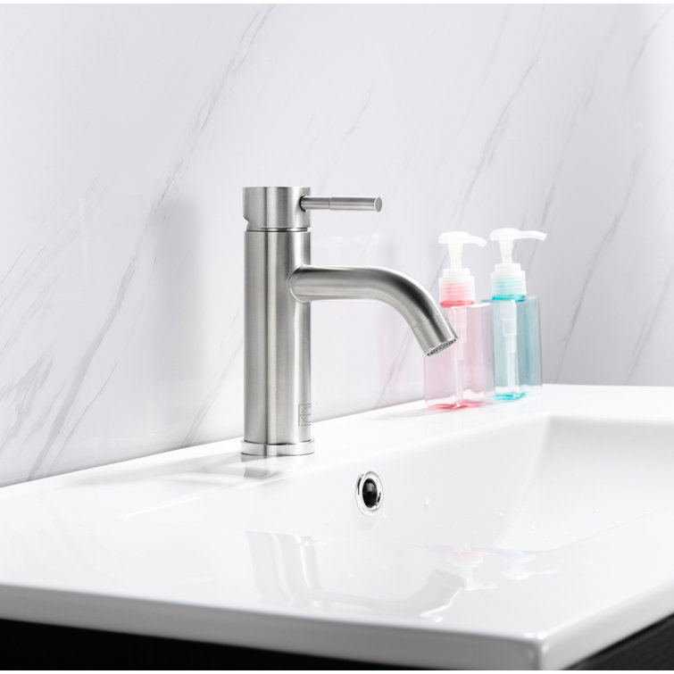 Brushed Nickel Single Hole Bathroom Sink Faucet