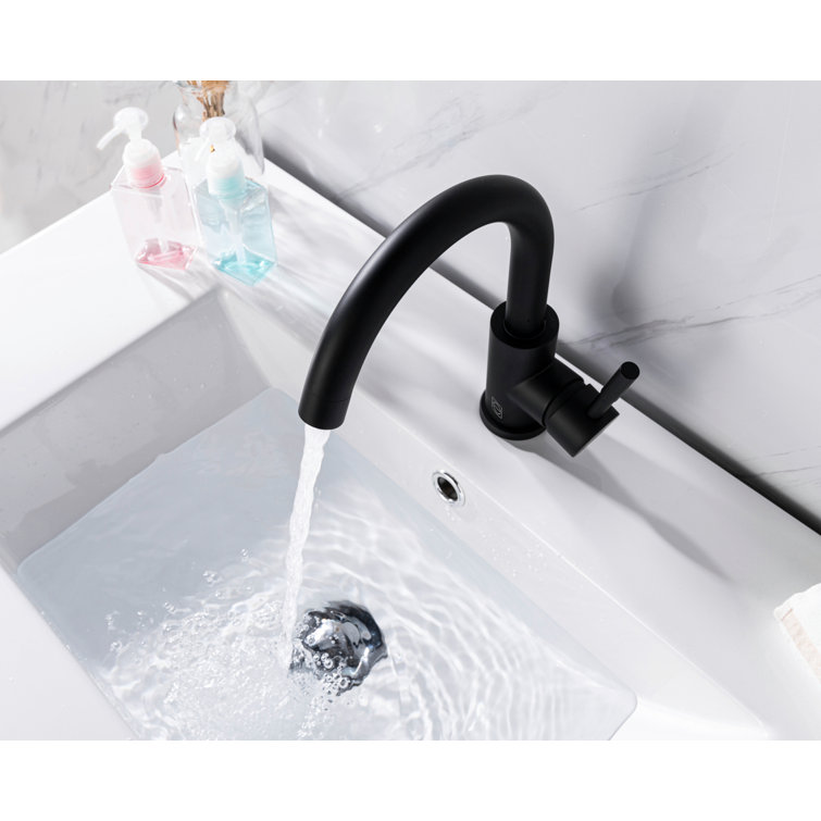 Matte Black Stainless Steel Single-Handle Bathroom Faucet