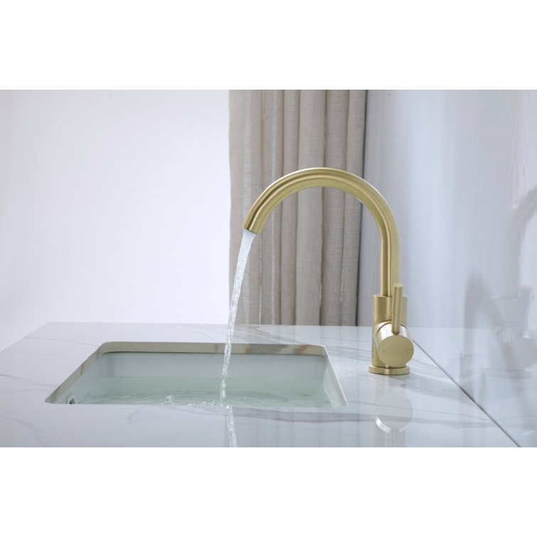Brushed Gold Stainless Steel Single-Handle Bathroom Faucet