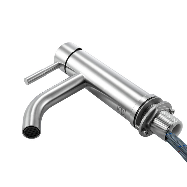 Brushed Nickel Single Hole Bathroom Sink Faucet