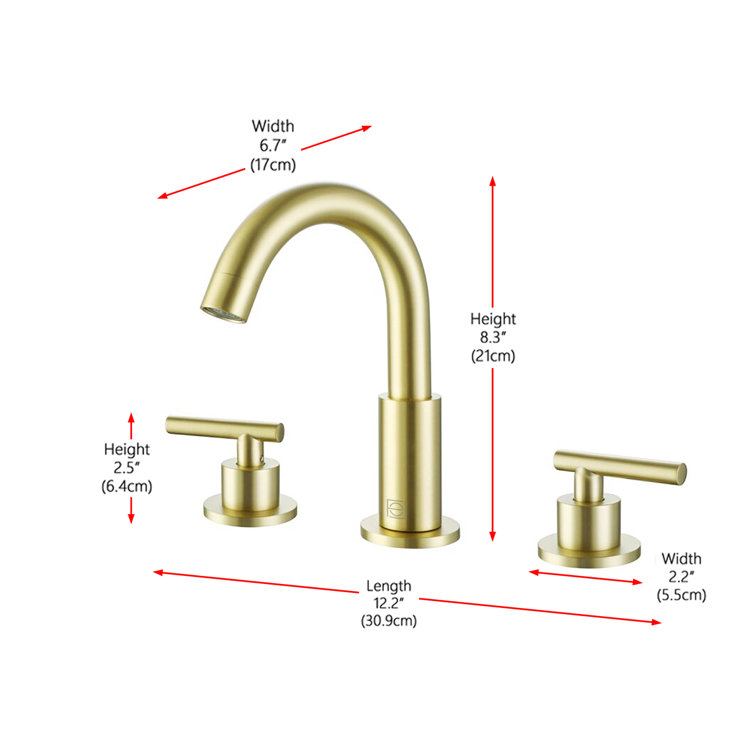 Brushed Gold Stainless Steel 2-Handle Widespread Bathroom Faucet