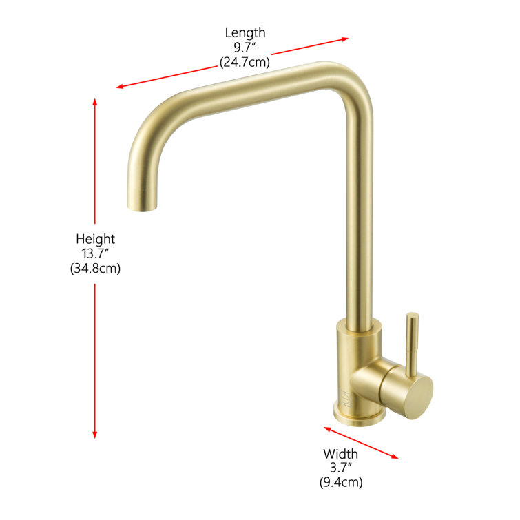 Brushed Gold Stainless Steel Gooseneck Kitchen Faucet with Pull-out Spray
