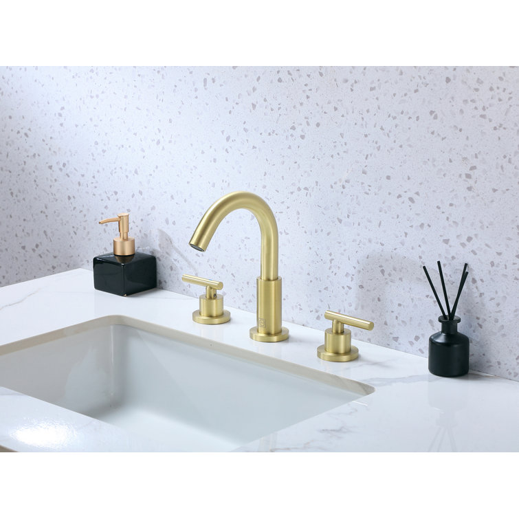 Brushed Gold Stainless Steel 2-Handle Widespread Bathroom Faucet