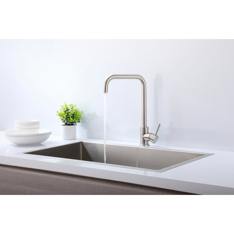 Brushed Nickel Gooseneck Single Handle Kitchen Faucet