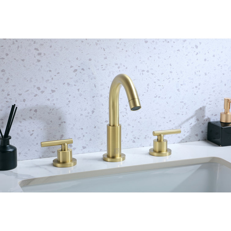Brushed Gold Stainless Steel 2-Handle Widespread Bathroom Faucet