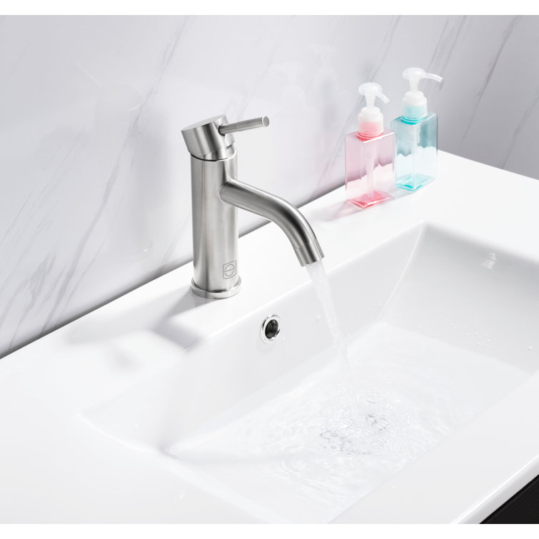 Brushed Nickel Single Hole Bathroom Sink Faucet