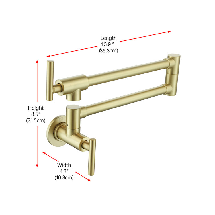 Brushed Gold Brass Dual Handle Kitchen Faucet