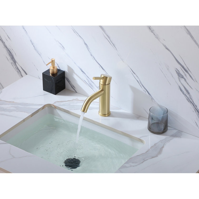 Brushed Gold Stainless Steel Single-Handle Bathroom Faucet