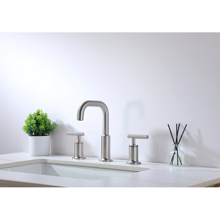 Brushed Nickel Double Handle Corrosion Resistant Bathroom Faucet
