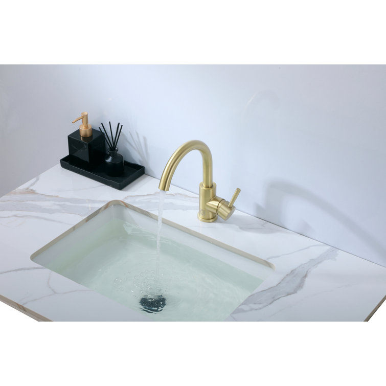 Brushed Gold Stainless Steel Single-Handle Bathroom Faucet