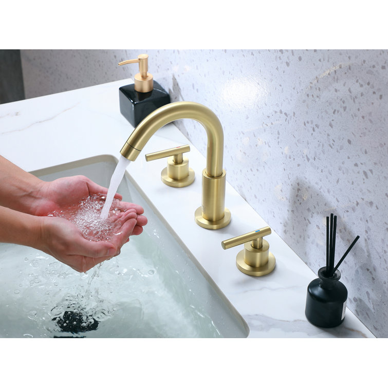 Brushed Gold Stainless Steel 2-Handle Widespread Bathroom Faucet