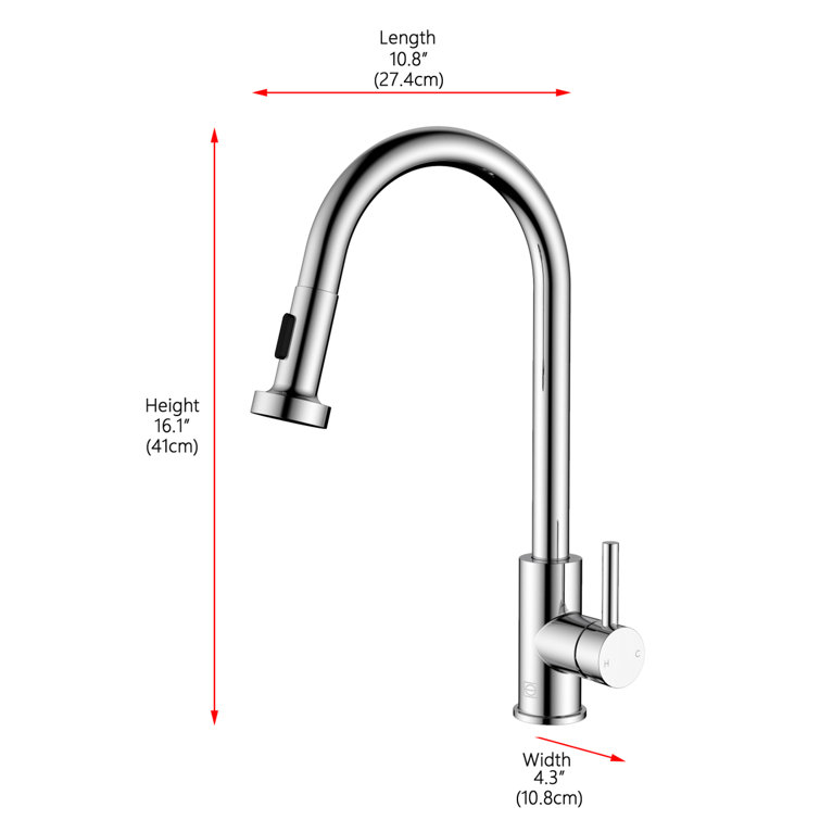 Chrome Gooseneck Kitchen Faucet with Pull-out Spray