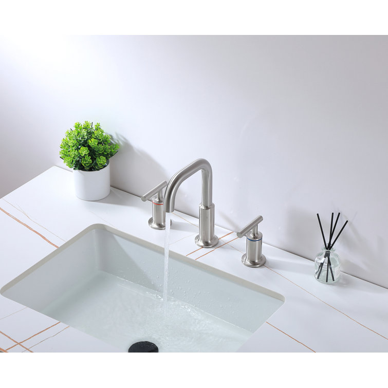 Brushed Nickel Double Handle Corrosion Resistant Bathroom Faucet