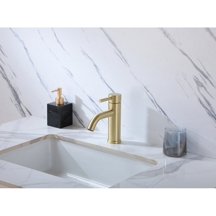 Brushed Gold Stainless Steel Single-Handle Bathroom Faucet