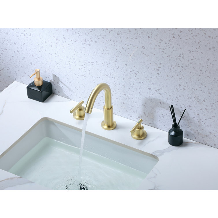 Brushed Gold Stainless Steel 2-Handle Widespread Bathroom Faucet
