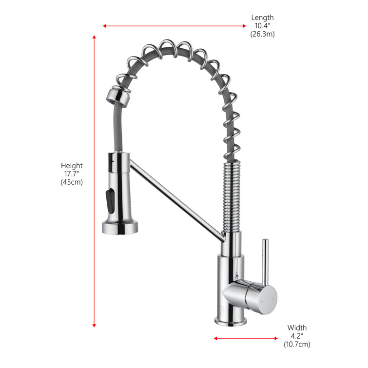 Chrome Spring Neck Pull Down Spray Kitchen Faucet
