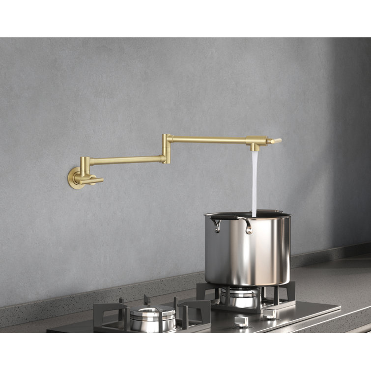 Brushed Gold Brass Dual Handle Kitchen Faucet
