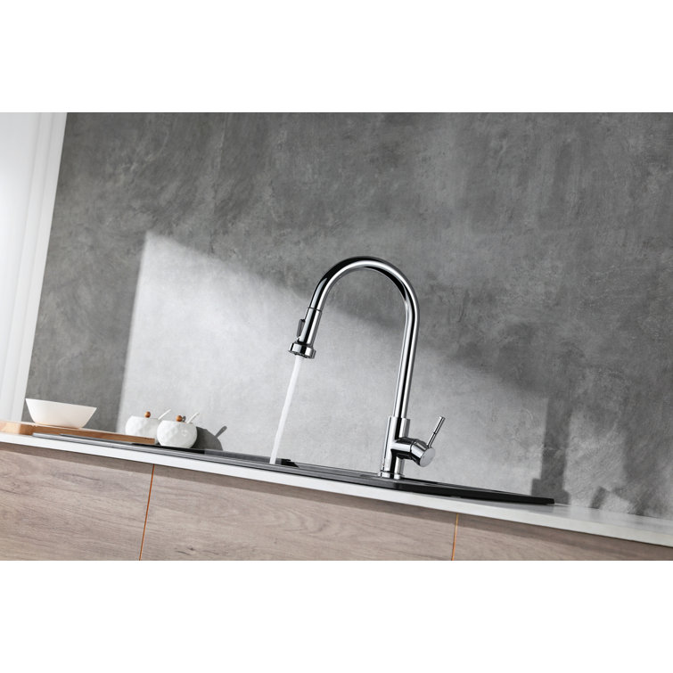 Chrome Gooseneck Kitchen Faucet with Pull-out Spray