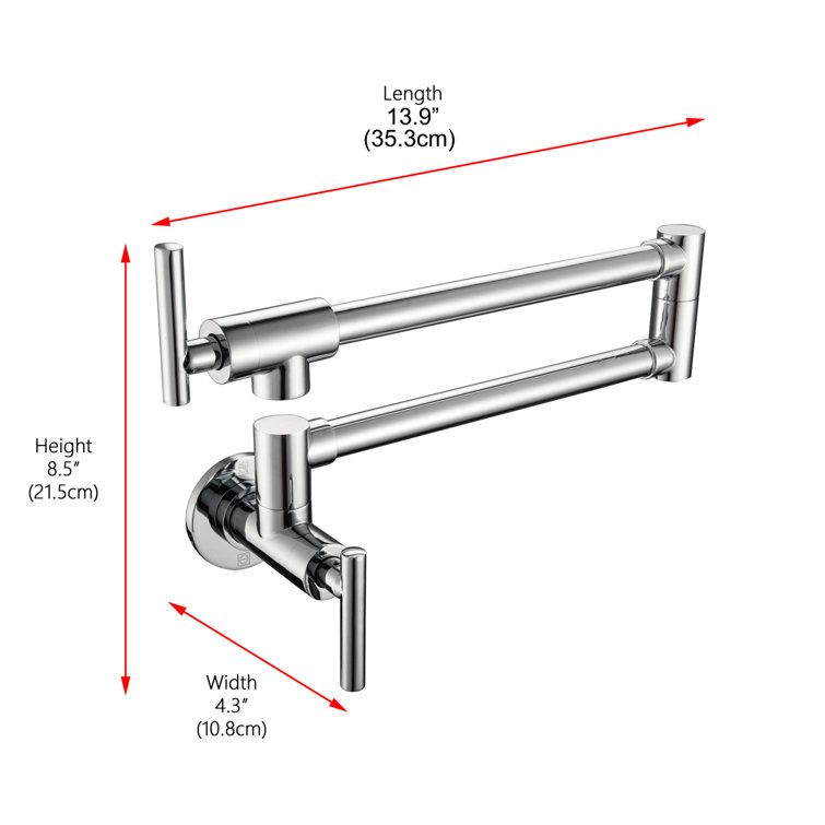 Chrome Dual Handle Wall Mounted Pot Filler Faucet