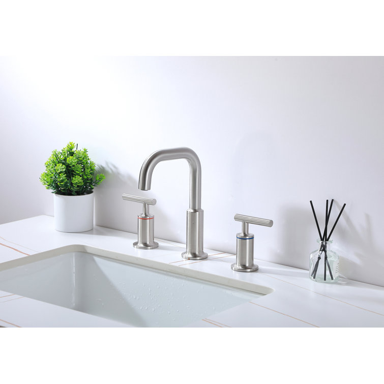 Brushed Nickel Double Handle Corrosion Resistant Bathroom Faucet