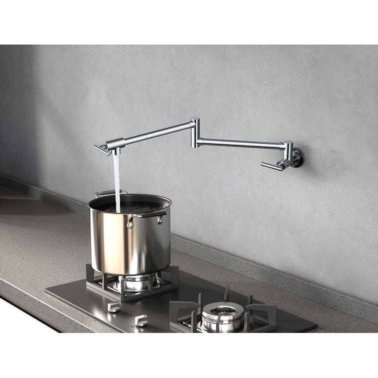 Chrome Dual Handle Wall Mounted Pot Filler Faucet