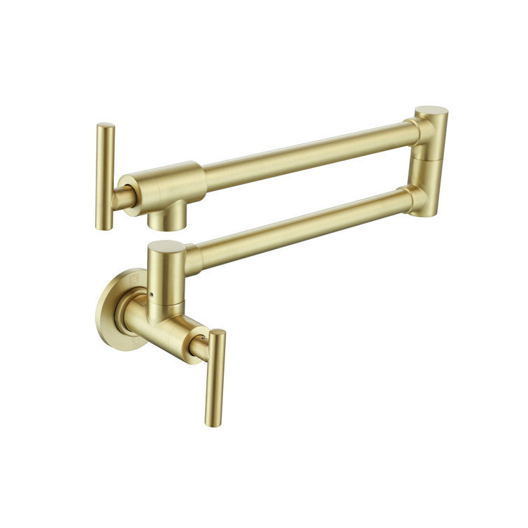 Brushed Gold Brass Dual Handle Kitchen Faucet