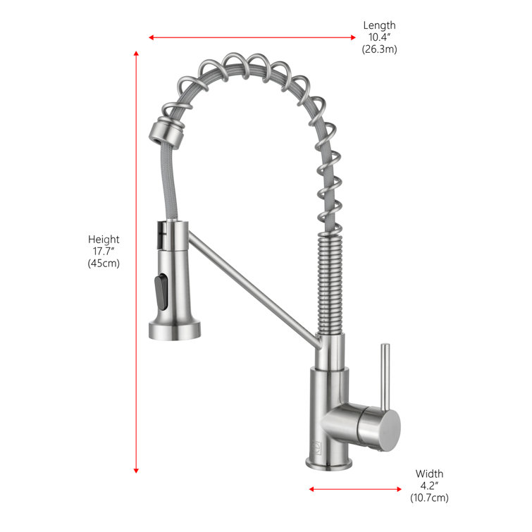 Brushed Nickel Spring Neck Pull Down Kitchen Faucet