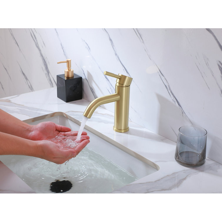 Brushed Gold Stainless Steel Single-Handle Bathroom Faucet