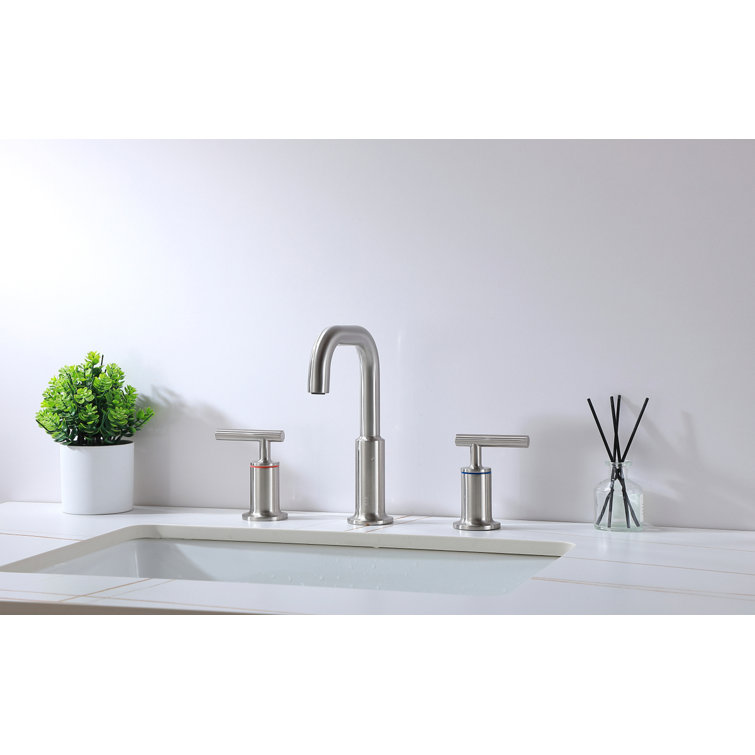 Brushed Nickel Double Handle Corrosion Resistant Bathroom Faucet
