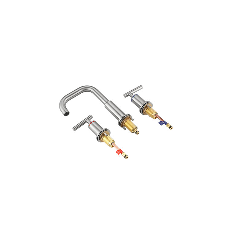 Brushed Nickel Double Handle Corrosion Resistant Bathroom Faucet