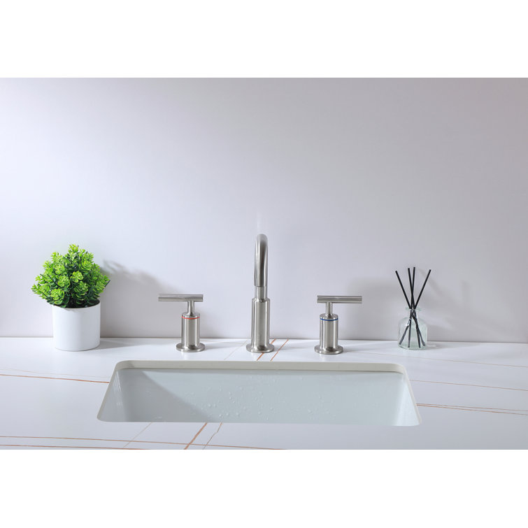 Brushed Nickel Double Handle Corrosion Resistant Bathroom Faucet